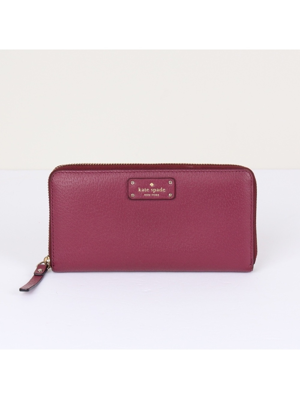 Kate Spade Grove Street Neda Zip Around Leather Wallet Plum Bordeaux WLRU2820
